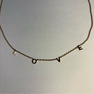 L O V E 18” gold tone. necklace NEW never worn young girl sweet cute dainty love
